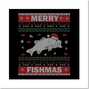 Fishing Ugly Christmas Sweater Merry Fishmas Posters and Art